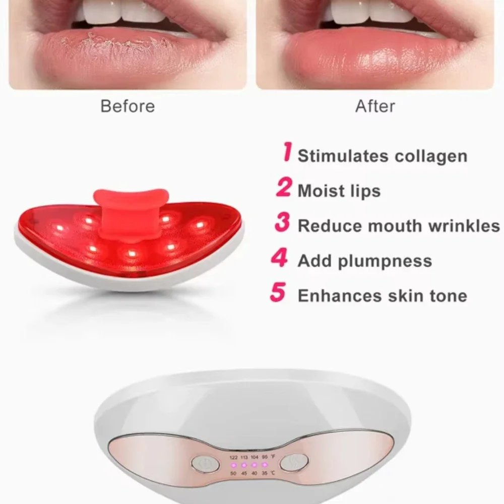Dispositivo de regordete de labios Terapia de luz roja Herramienta de cuidado de labios y ojos 2 en 1 con calefacción para herramientas de belleza antienvejecimiento