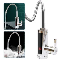 3000 W Electric Water Heater Faucet, Stainless Steel Kitchen Tap, 360° Rotating Faucet 15-50°C LED Screen for Bathrooms