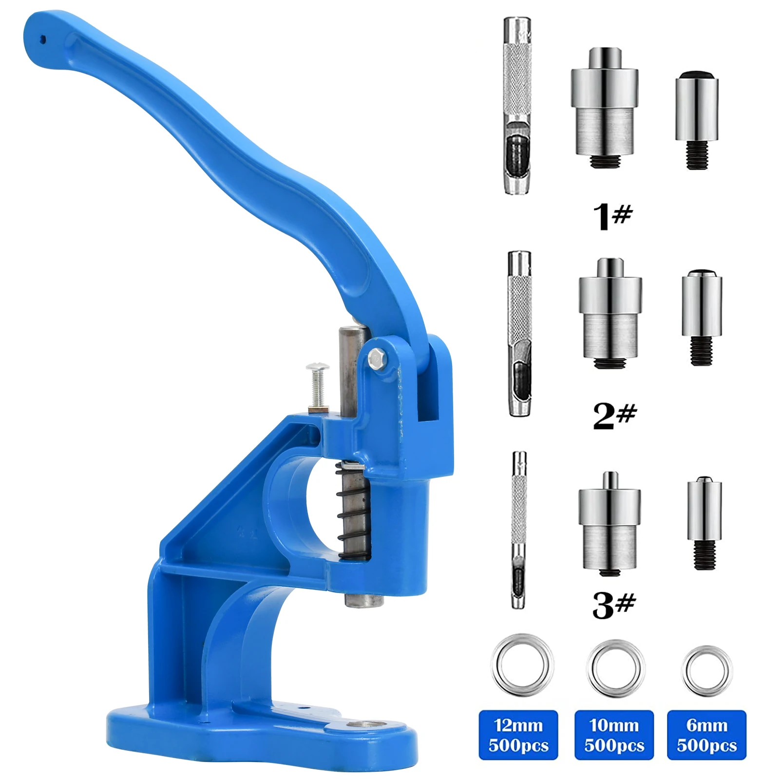 آلة جروميت معدنية، مكبس العيينة، مجموعة ضغط يدوية مع 3 قوالب وحلقات 1500 6/10/12 مم