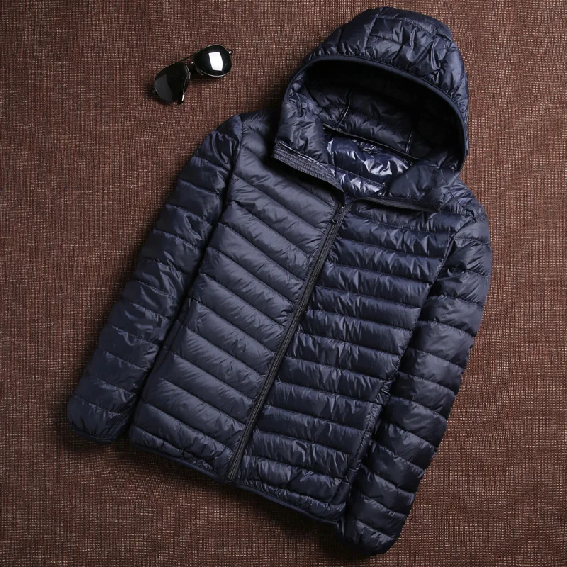 Korean Version Men's Street Casual Wear Feather Jacket Standing Collar Hooded Warm Men's Autumn and Winter Down Jacket