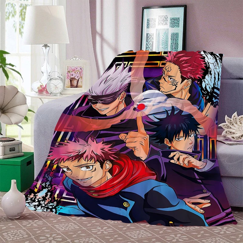 

Anime Blanket Sofa Winter King Size B-Jujutsu B-Kaisen Warm Bed Fleece Camping Custom Nap Fluffy Soft Blanket Microfiber Bedding