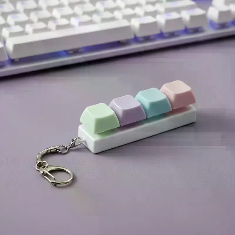 1Pcs Press Stress Relief Fidget Button Key Caps Key Ring Macaron 4-Keyboard Keychain Without Light Party Gift Jewelry