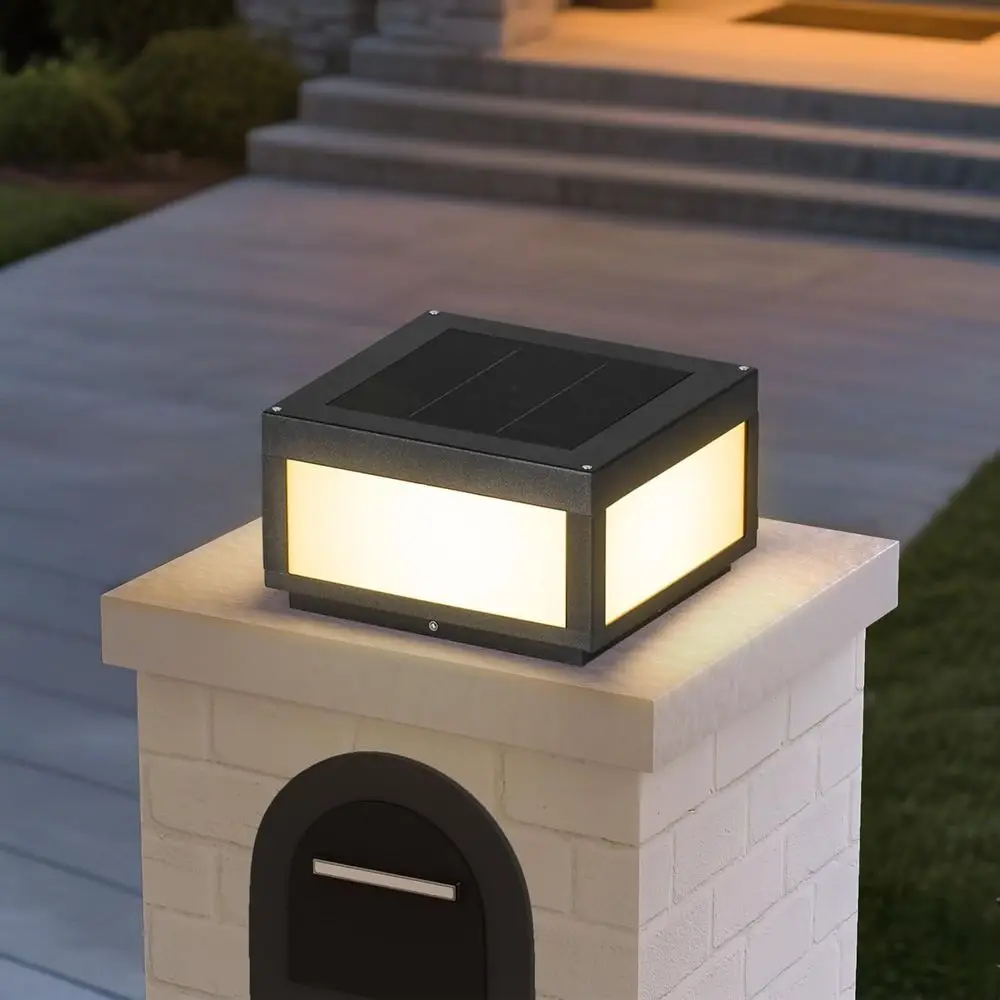 

Solar Post Lights, 11.8" Pillar Light Outdoor, Modern Column Lights, Fence Posts Cap Lamp Solar Powered, Square 3000K LED Light