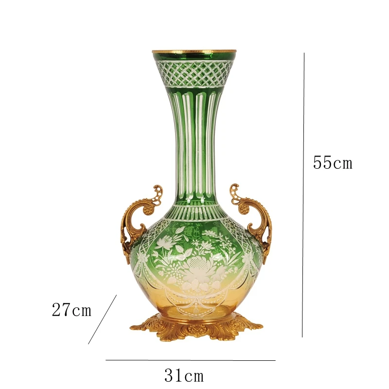 &c Noble Luxury Villa Glass Vase for Living Room Entrance Large Desktop Decoration Potted Plant Tower Lighting Glass Crystal