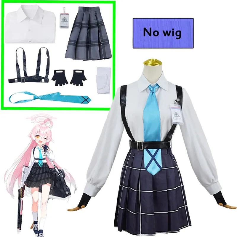 CyTakanashi Hoshino Costume Game Blue Archive Cosplay School JK Uniforms Top Skirts Wig Outfit Carnival Party Women Man Anime Su