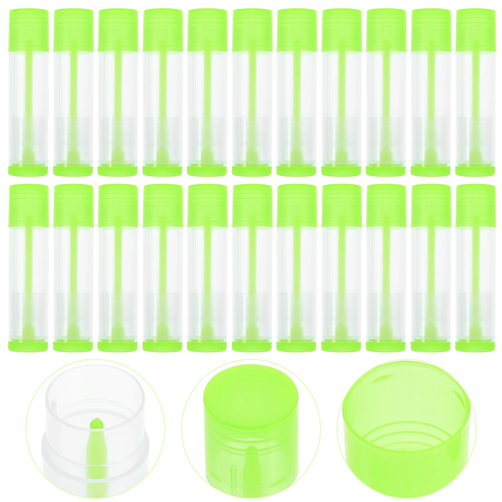 30 Pcs Lip Balms Empty Lipstick Tube Gloss Holder Portable DIY Containers Green Sub Tubes