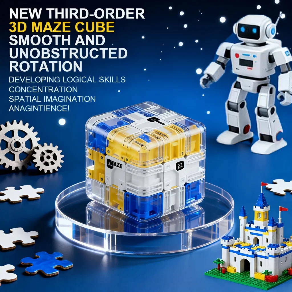 Entrenador de lógica para niños: cubo de laberinto educativo 3D |   Juguete para aliviar la ansiedad y el estrés para el enfoque y la interacción entre padres e hijos Regalos de Navidad
