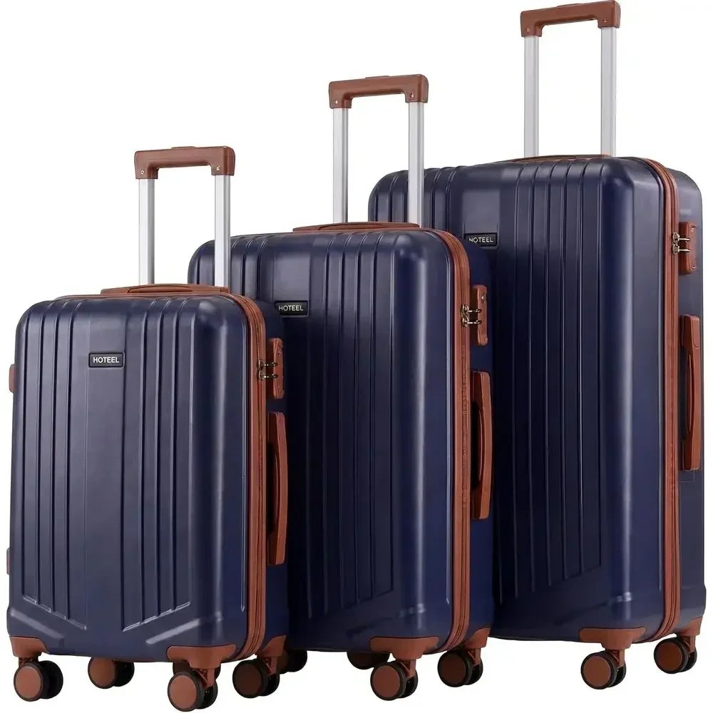 3 Piece Spinner Luggage Set with TSA Lock, Lightweight ABS+PC Hard Shell Suitcases (20in/24in/28in, Blue)