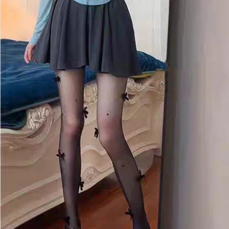 

Носки со сверкающим ромбовидным бантом в горошек, шелковые чулки с трехмерным бантом, рождественские, новогодние, пикантные длинные носки-трубы для девочек