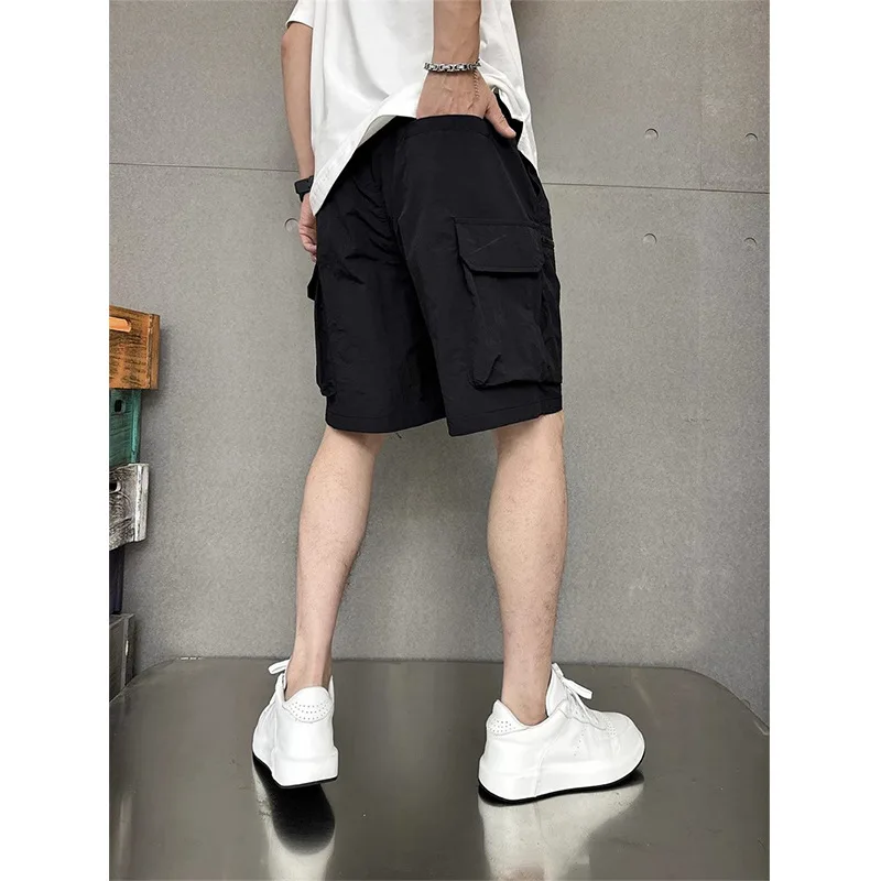 TRSYPHXM 2024 new Quick drying summer multi pocket thin solid color simple loose workwear shorts for men's casual sports pants