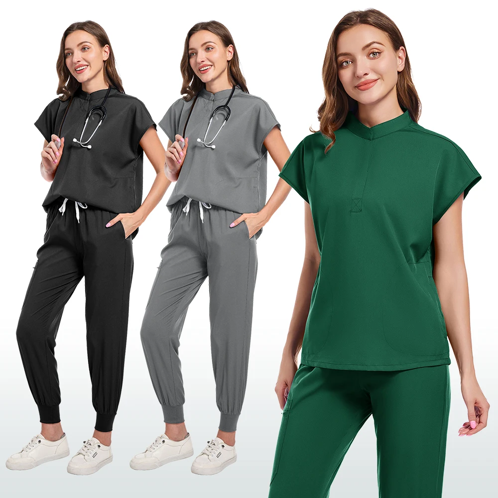 Scrub uniformi mediche donna Unisex a maniche corte farmacia infermiera uniforme ospedale medico abbigliamento da lavoro Set chirurgico uniformi infermieristiche