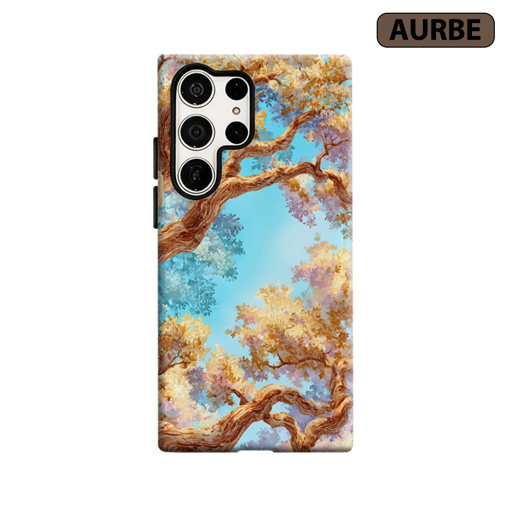 Golden Canopy Phone Case for Samsung Galaxy S26 S25 Ultra S24 S23 Ultra Plus Shockproof Double Layer Tough Back Cover