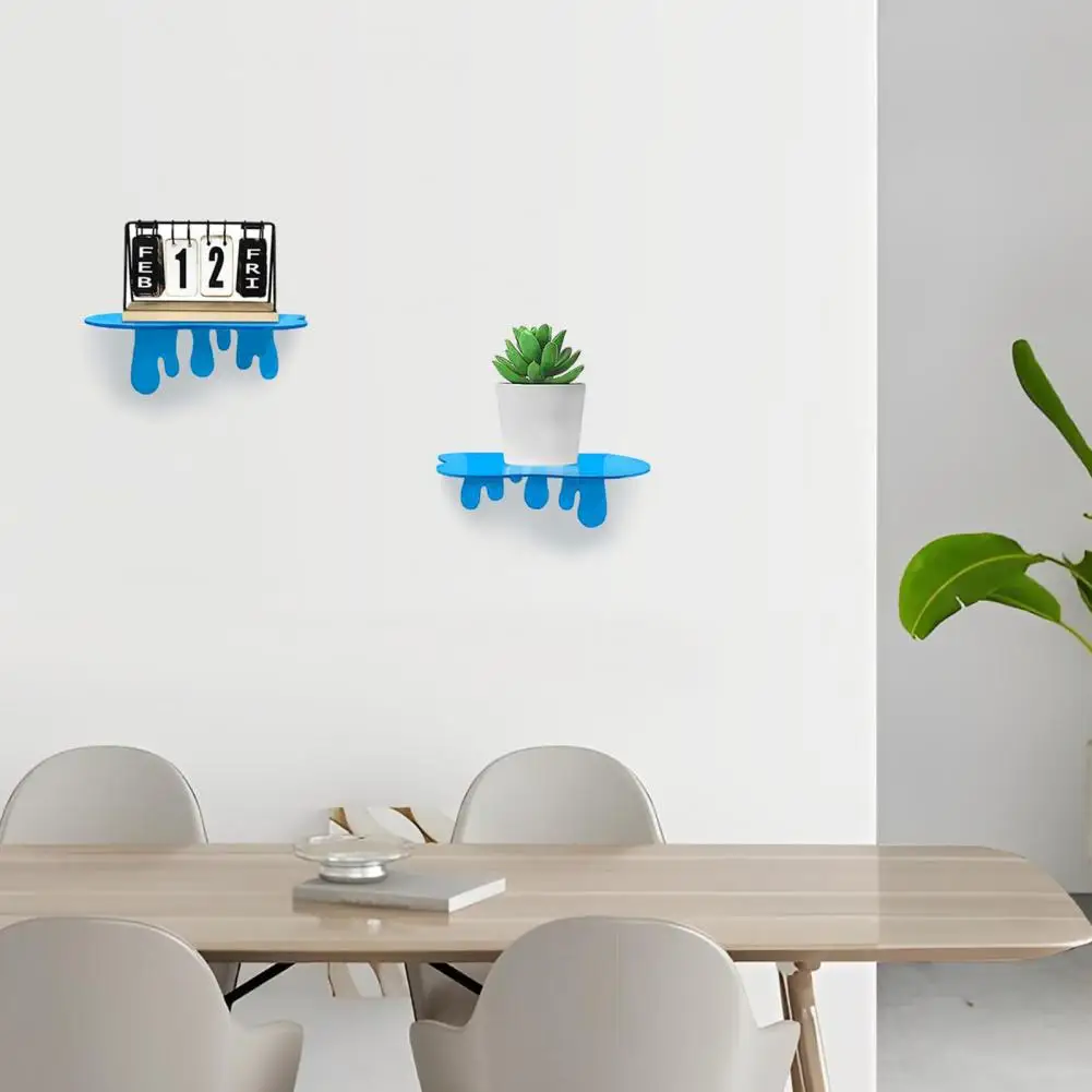 Wall Mount Storage Rack Acrylic Small Wall Shelf Strong Load-bearing Blue Wall Mount Storage Organizer Corner Display Shelf