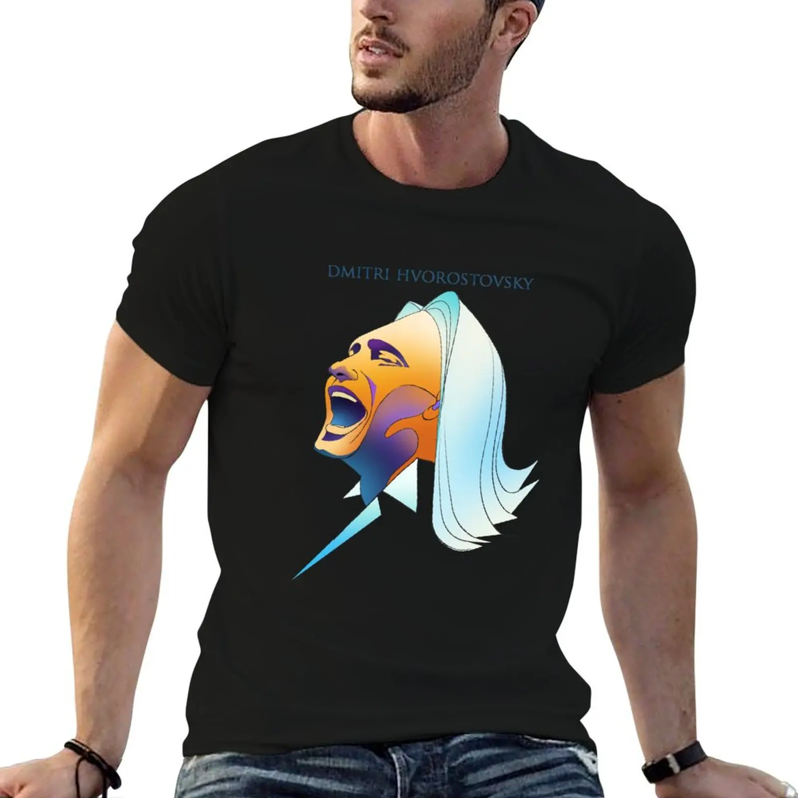 Caricature of Dmitri Hvorostovsky T-Shirt summer top tops Blouse blue archive men t shirt