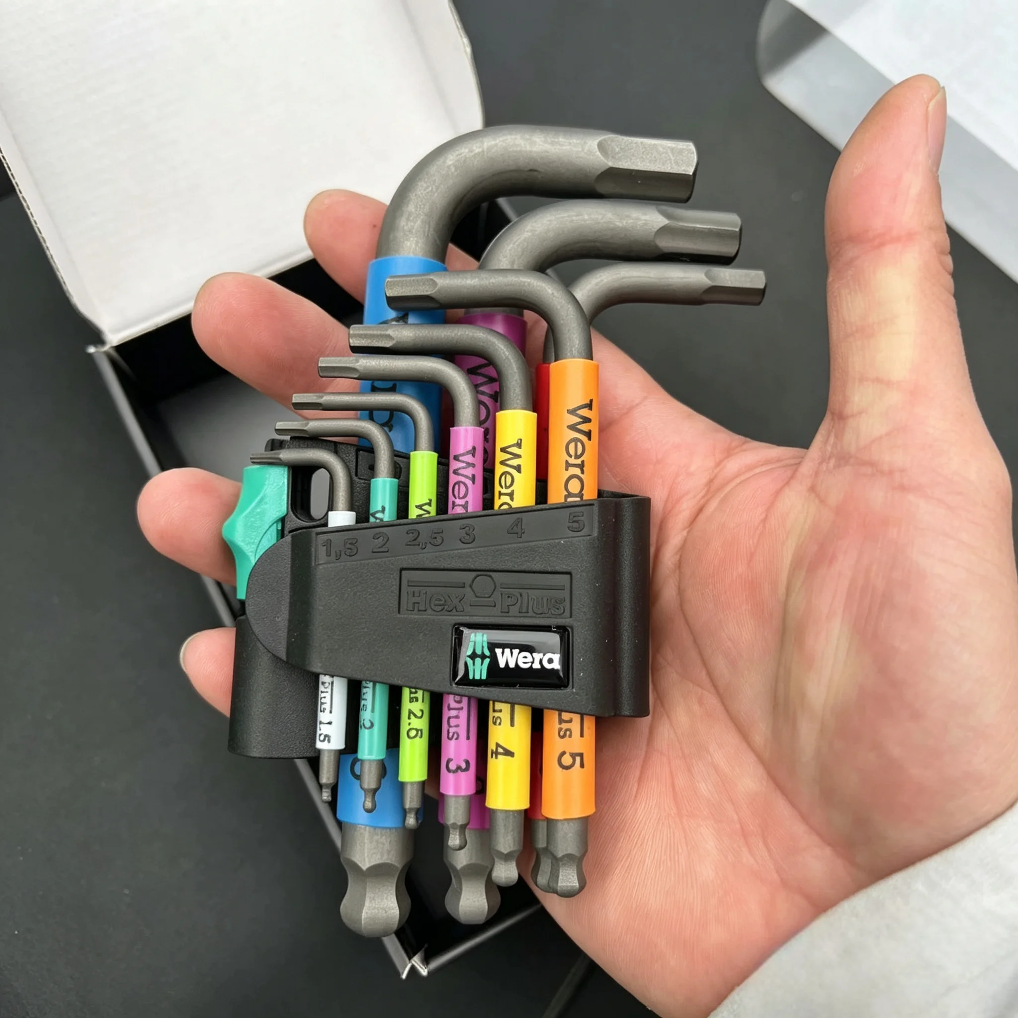 Wera 950 SPKS/9 Hex‑Plus L‑Key Set, Color‑Coded Metric Ball End Hex Wrench Set Short Arm 1.5‑10mm 9‑Piece Allen Key