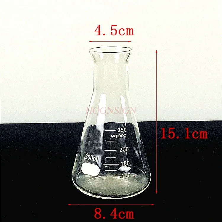 Conical flask, open mouth, triangular flask, glass bell mouth, wide mouth, high-temperature resistant, graduated flask