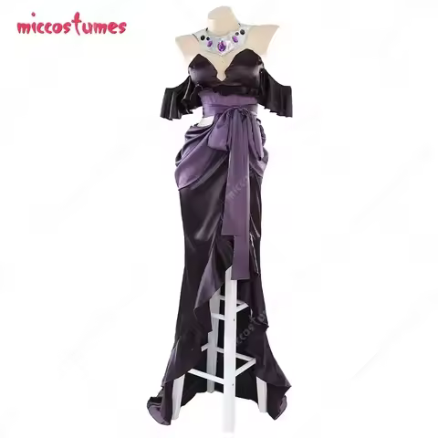 Women's Albedo Cosplay Costume Deep V Off-shoulder Evening Dress Set with Gloves