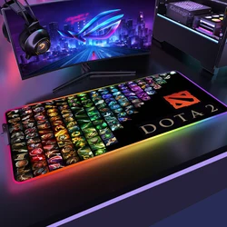 Large RGB Mouse Pad Xl DOTA 2 Gaming Mousepad LED Mause Pad Gamer Mouse Carpet Big Mausepad PC Desk Pad Mat with Backlit 35x90cm
