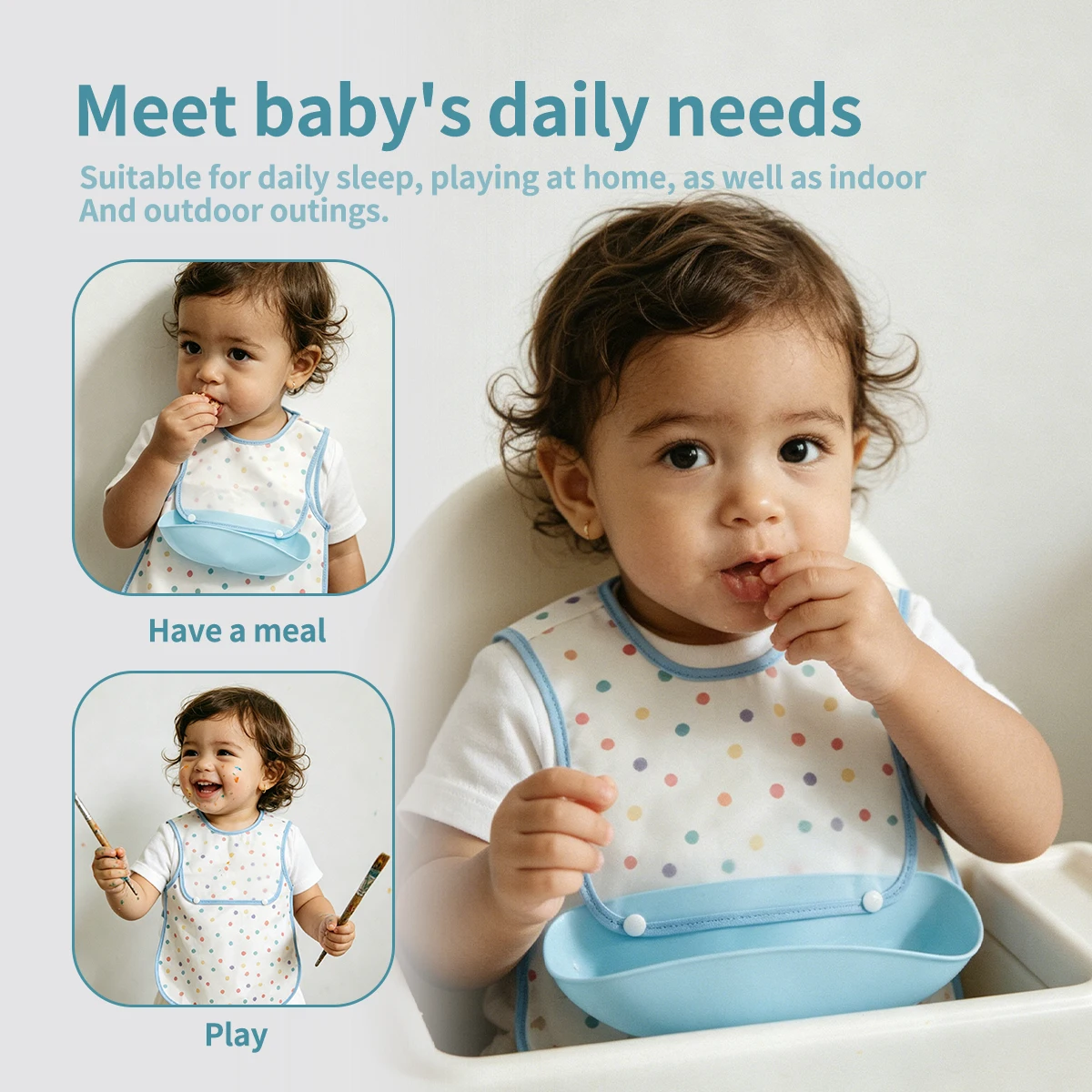 Elinfant 1 Pc Baby Food Bib Baby Waterproof Bib Three-dimensional Detachable Food Pocket Child Saliva Pocket