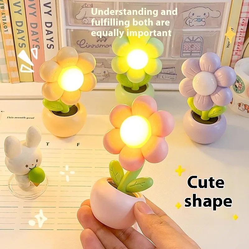 2026 Mini Flower Recharge Night Light Cordless Bedside Ambient Lamp Cute Desk Ornament Birthday Gift Lamp