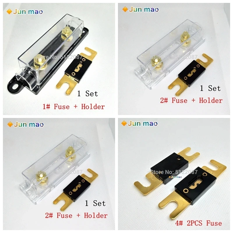 1set ANL Fuse Holder Bolt-on Fuse Automotive Fuse Holders Fusible Link with Fuse 40A 60 80 100 120 225 275 300 400A 450A 500 AMP