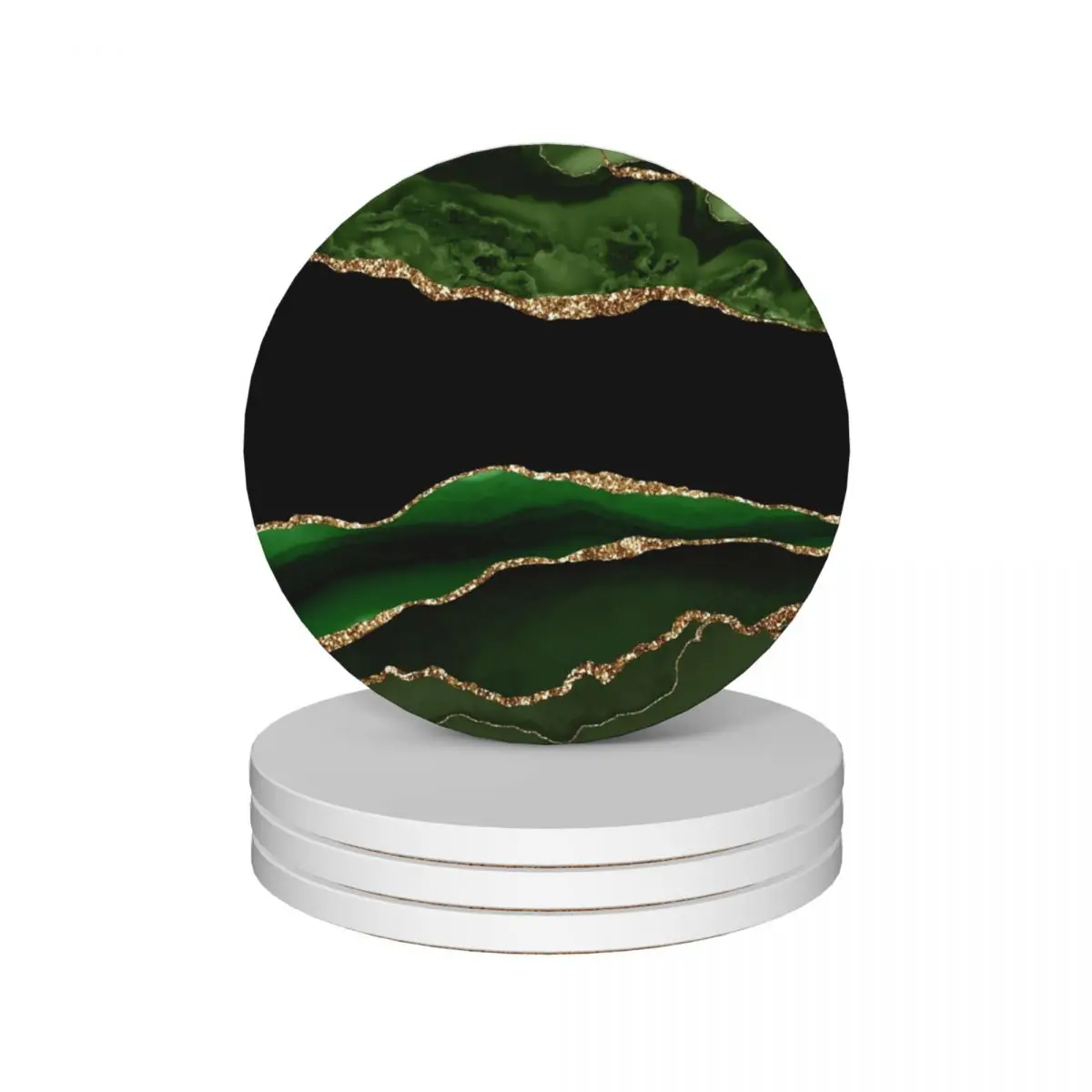 

Emerald Green Faux Malachite Marble Ceramic Coasters (Set of 4) eat table for coffee cups cute set coffee Coasters