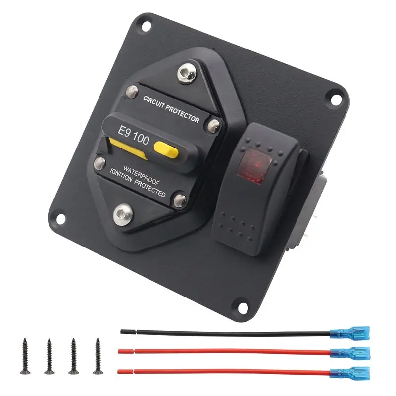 

Powerful 100A Circuit Breaker Panel With Red LED Backlit Single Lamp Boat Rocker Switch For RV Boat Spare Parts Parts