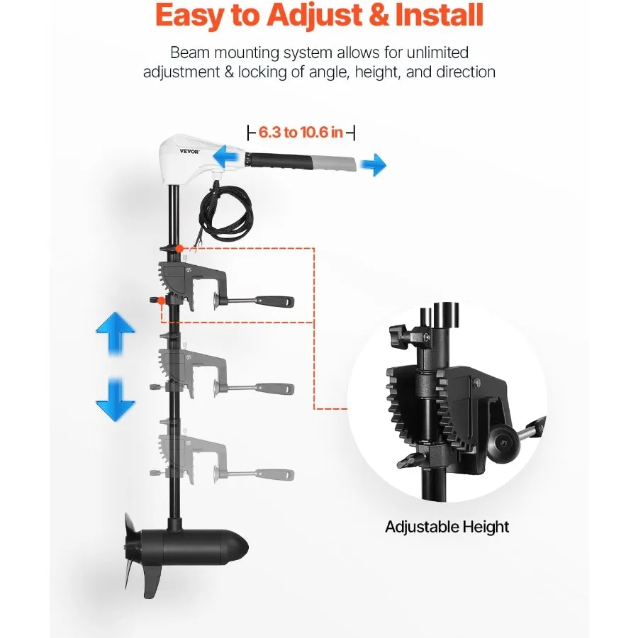 محرك التصيد الكهربائي Transom شنت محركات القوارب الخارجية 12 فولت 55 رطل التوجه مع 8 سرعات التحكم ومؤشر البطارية ل Kay #5