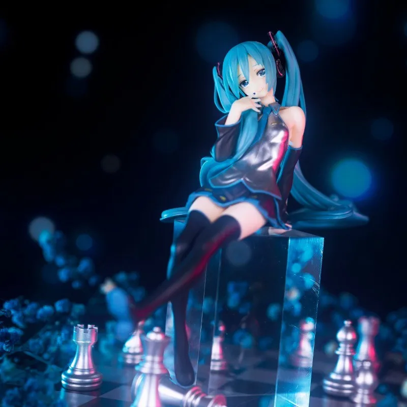 17CM Anime Hatsune Miku rysunek makaron korek rysunek siedzący Model zabawka kolekcja prezentów ozdoba na biurko obudowa komputera lalka pcv