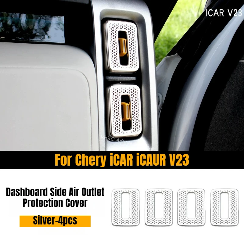 For Chery iCAR iCAUR V23 Central Dashboard Side Air Outlet Protector Cover AC Vent Deflector Anti-Dust Plate Sticker Accessories