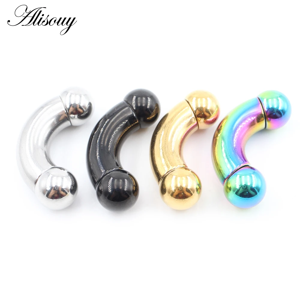 Alisouy 1pc Stainless Steel Big size Nostril Nose Nipple Ring Curved Barbell Tragus Earring Eyebrow Bar Piercing Body Jewelry