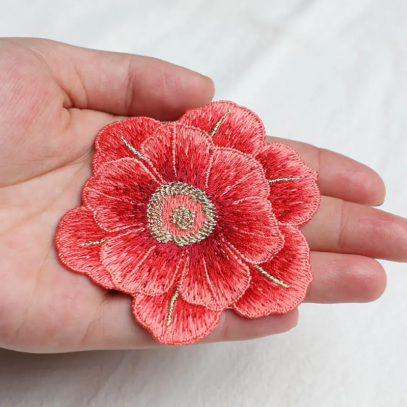 1 Piece Exquisite Embroidery Flower Sew on Patches for Clothing Patch DIY Repair Big Size 6 Colors Optional Glue-free