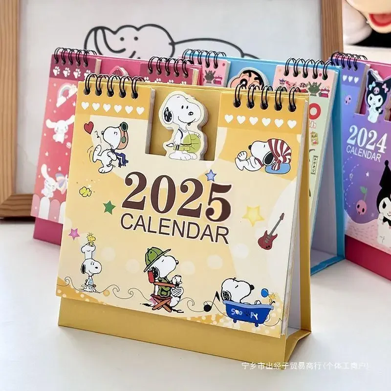 2025 Snoopy Calendar Mini Anime Cartoon Cute Boy & Girls Desk Calendar Exquisite Humbucker Table Decorations Children Gifts Hot