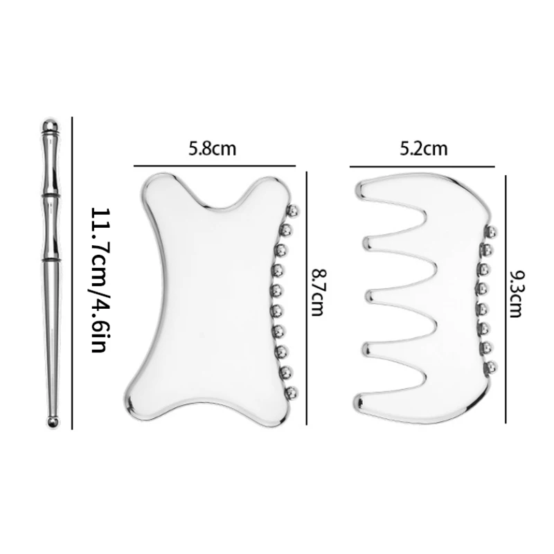 Herramienta Facial Gua Sha de acero inoxidable, masaje de puntos de acupuntura, tablero de masaje Facial para ojos, herramienta de Estiramiento Facial de presión de tejido profundo
