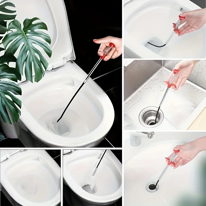 2-Pack Flexible Claw-style Pipe Cleaner, 200cm/90cm Retractable Drain Auger, Suitable for Unclogging Kitchen and Bathroom Sinks