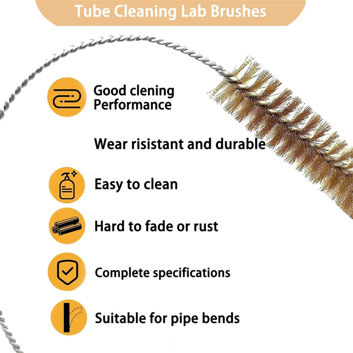 A83Z 7 قطعة فرش أنبوب النحاس سلك أنبوب فرش ، فرش تنظيف الأسلاك الطويلة ، أنبوب تنظيف مختبر فرش القش فرشاة تنظيف #4