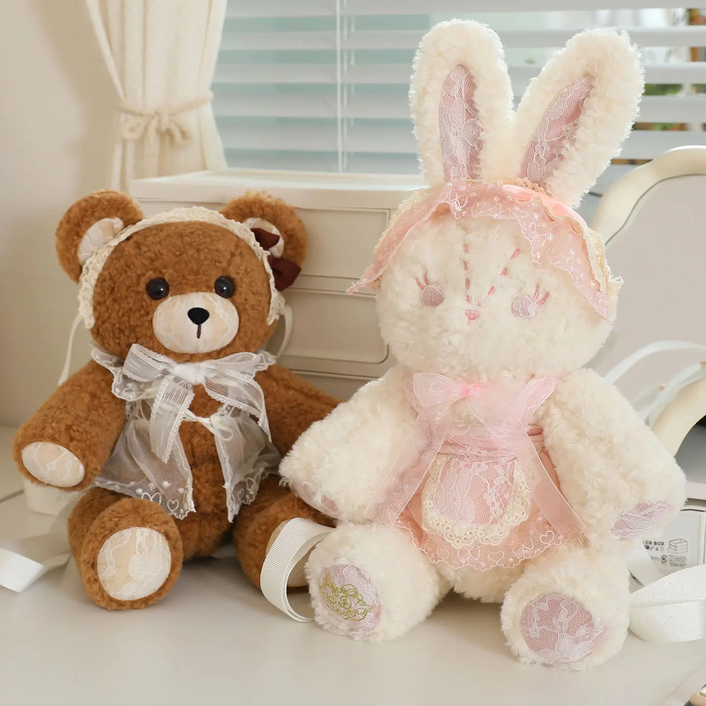 

Kawaii Lolita Joint Rabbit Backpack Cute Joint Bear Backpack Stuffed Animal Plush Bag Limb Joint Can Move Kid Birthday Xmas Gift