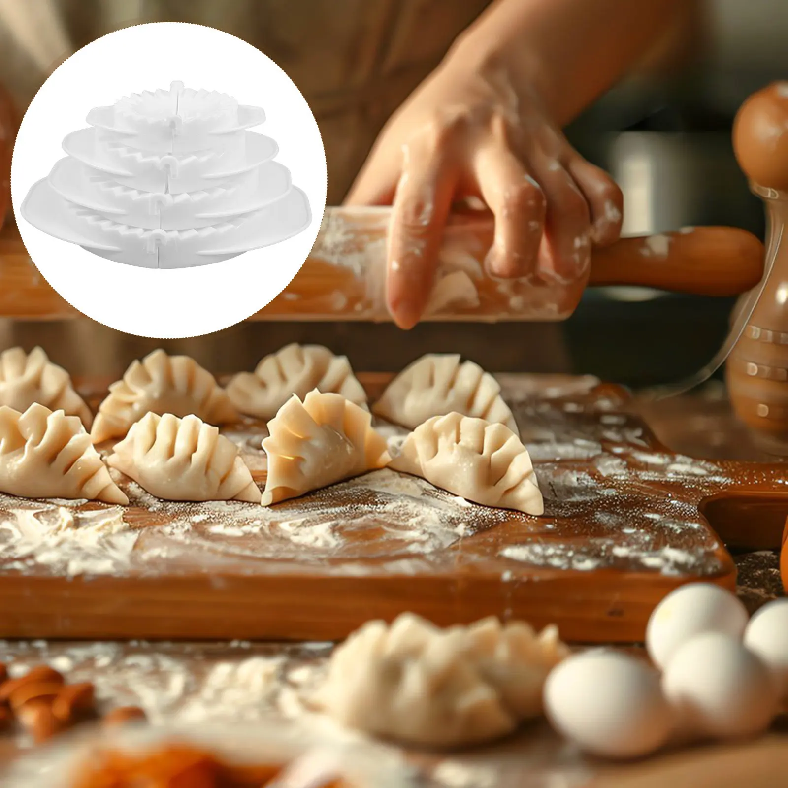 4Pcs Dumpling Mold Set Dumpling Wrapper Presser Pastry Skin Press Mould for Wontons Gyoza Empanadas Pierogi Tortilla Pancake