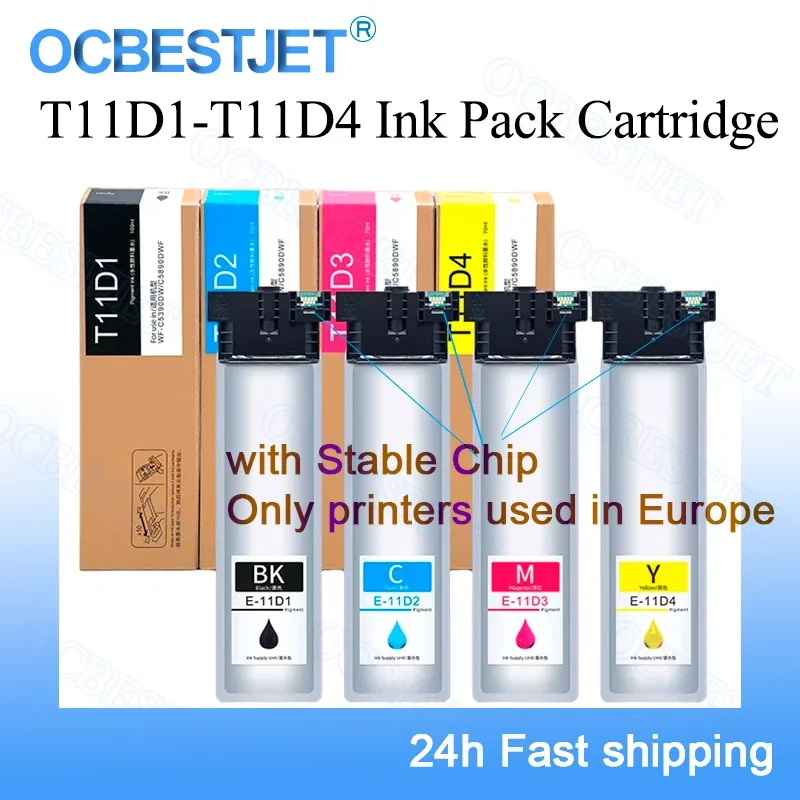 

T11D1-T11D4 Европа T11 T11D картридж с чернилами и пигментными чернилами, одноразовый чип для Epson WorkForce Pro WF-C5890DWF WF-C5390DWF