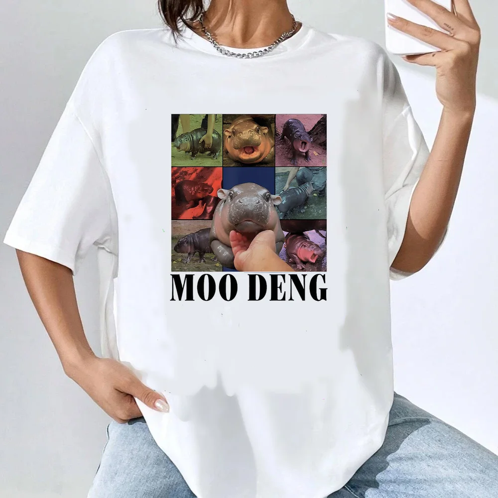 Moo Deng shirt female women Psychedelic streetwear Pop Culture University shirt streetwear 2000s Trendy Pastel Y2k Digital