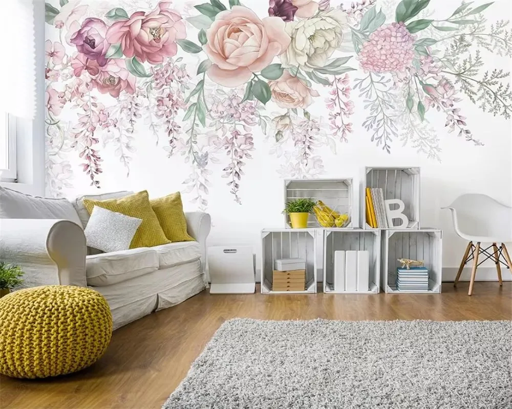 

Custom wallpaper Fashion personality decorative painting wallpaper hand-painted vintage rose TV background wall 3d wallpaper