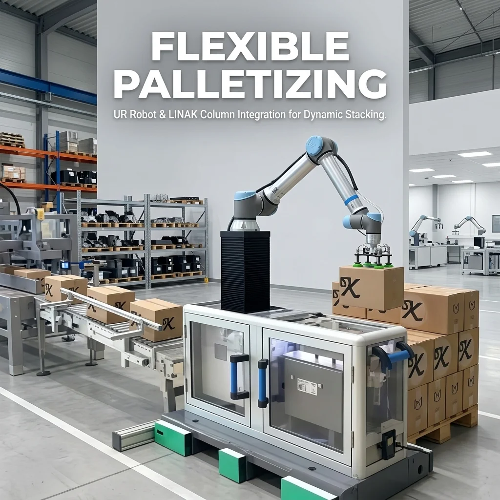 High Quality LINAK ELEVATE Lifting Column UR Cobots Assembly Line Packaging Material Handling Automation