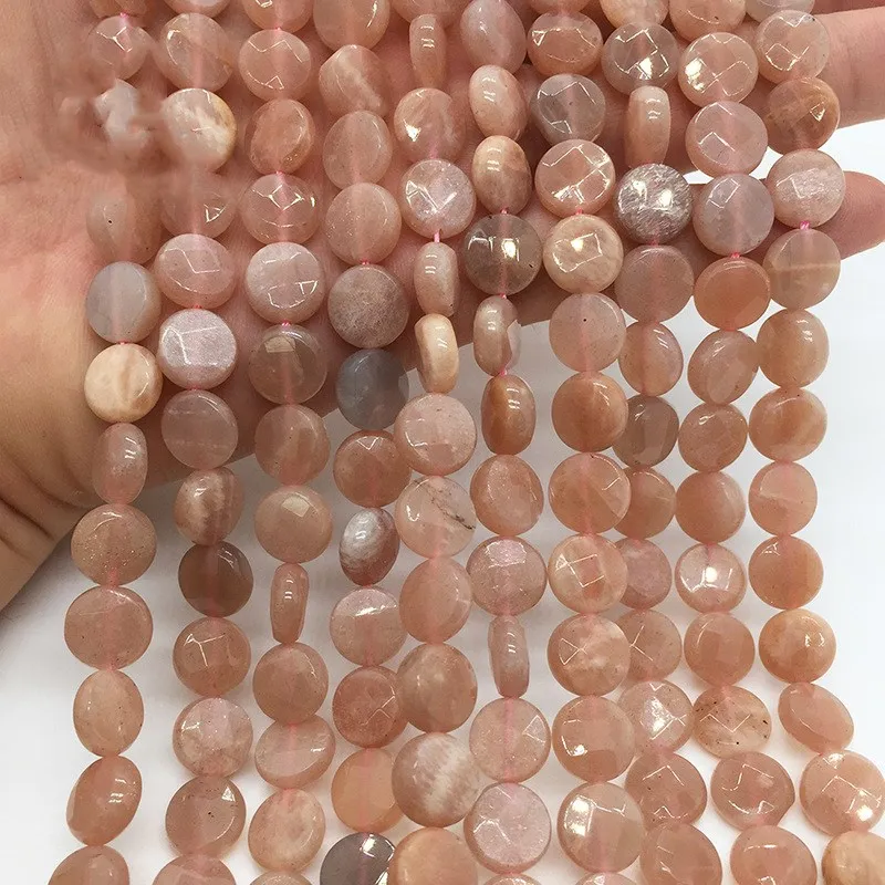 

Sunstone loose beads coin oval 8/10/12mm nature for making jewelry necklace 38cm FPPJ wholesale