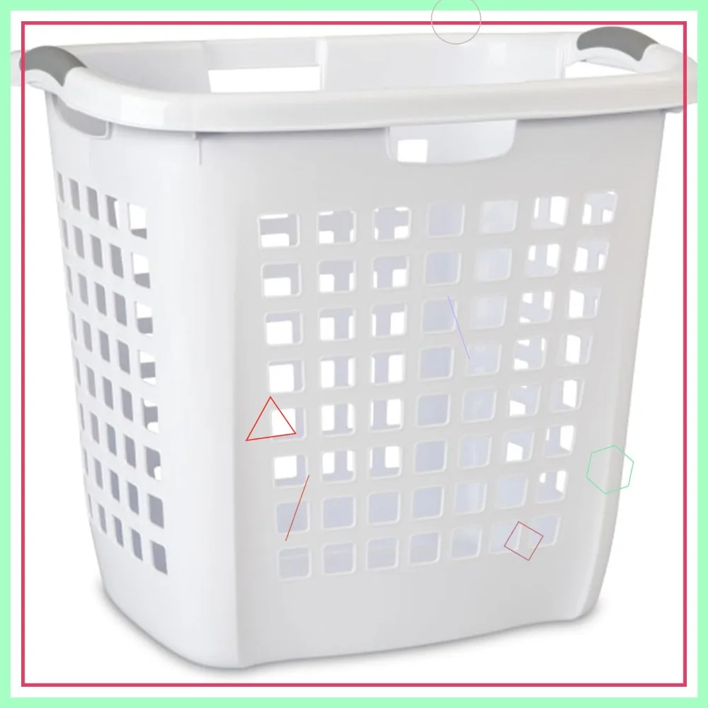 

4-Pack White Plastic Laundry Hamper with Comfort Handles, Easy Carry for Home & Dorm Use