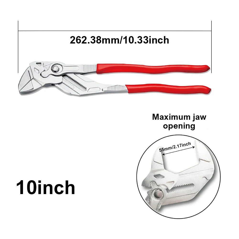 1Pc Water Pipe Pliers 10 inch Wrench Eagle Beak Pipe Pliers Multi-function Adjustable Spanner Press Clamp Large Opening Plumbing