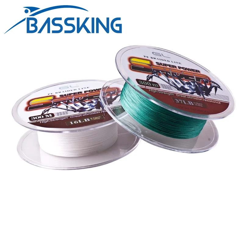 

BASSKING 300m 4 Strands Braided Fishing Line 12-80LB 0.4#-8.0# Multifilament PE Line Super Power Spider Cord Fishing Line