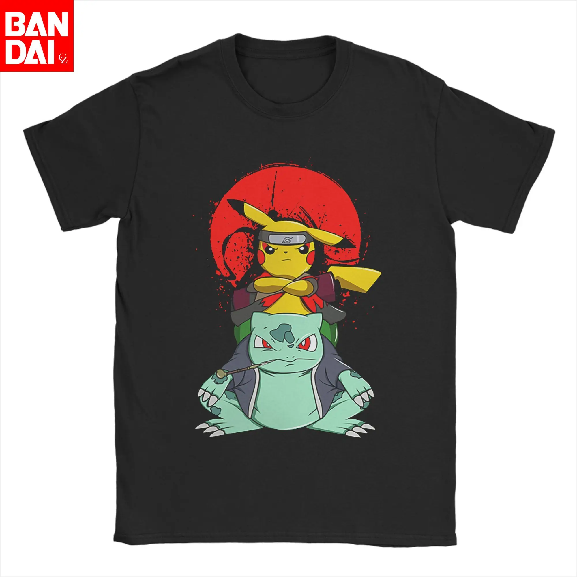 

Pokemon 2026 summer Men Cotton T - Shirt Streetwear Crossover Naruto Theme Print Oversized Casual Daily Wear Anime Fans Gift