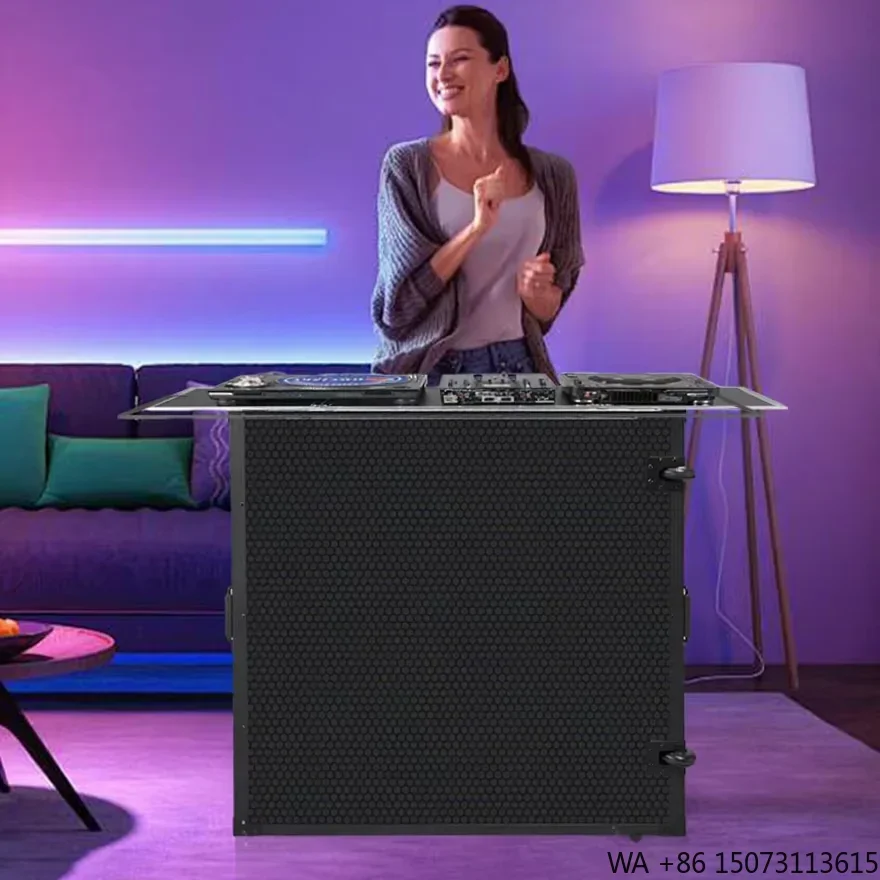 

Portable Foldable DJ Facade Booth Flight Case Black Aluminum Frame Plywood for Trade Shows Parties