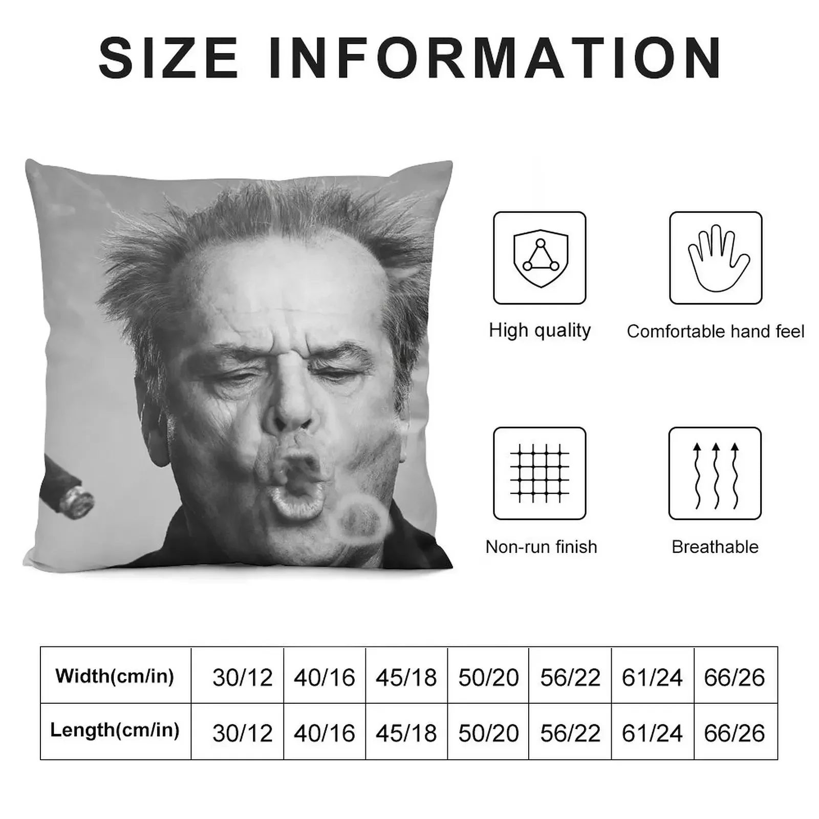 Jack Nicholson, Cigar, Smoke Rings, Black and White Photography Throw Pillow pillowcases for sofa cushions Sofas Covers pillow