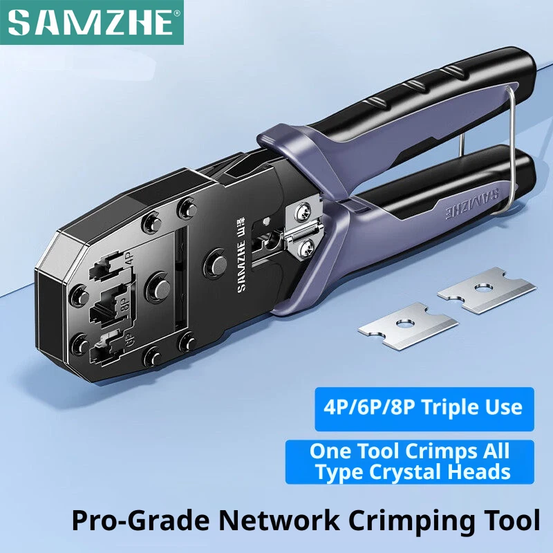 

SAMZHE RJ45 Crimper Tools Crimping Pliers for CAT5/6/7/8 8P/6P Ethernet Lan Cable Network Cutter Stripper Plier Multifuntion